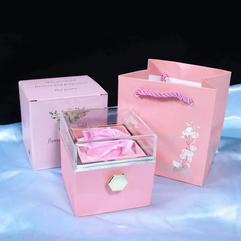 Valentine's Day™ Rotating Rose Jewelry Box Pink Jewelry Boxes - Tophatter Daily Deals